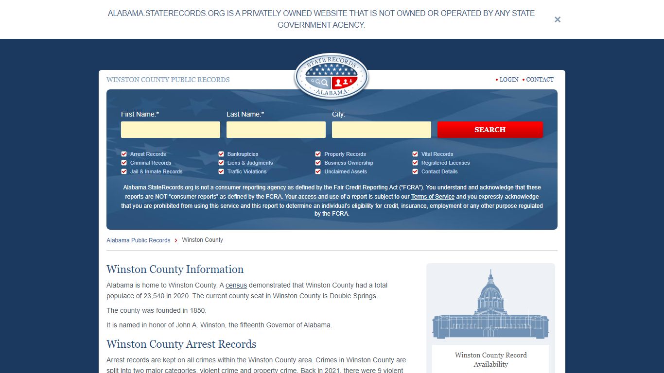Winston County Arrest, Court, and Public Records | StateRecords.org